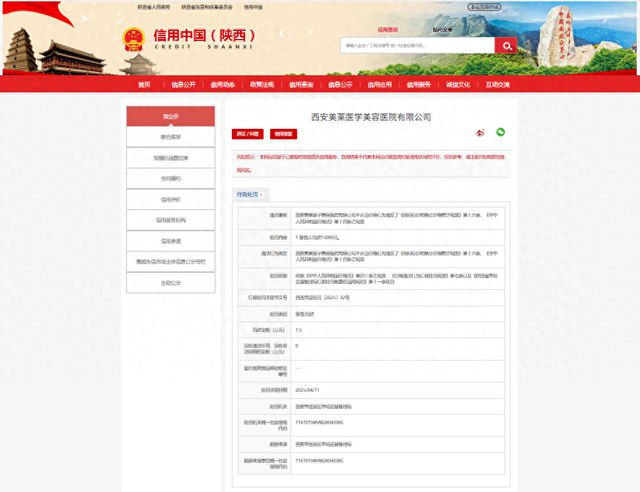 因不正当价格行为，西安美莱医学美容医院有限公司被警告，被处罚1.5万元